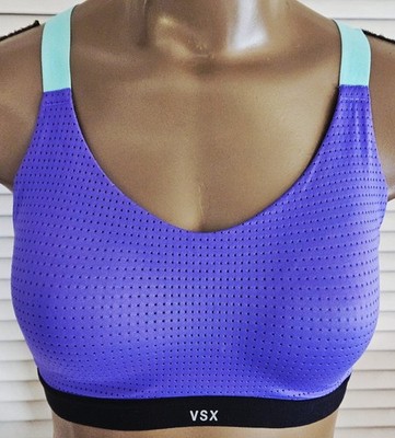 Victoria Secret VSX Sport Purple, Green, & Black Sports Bra 34D Pullover