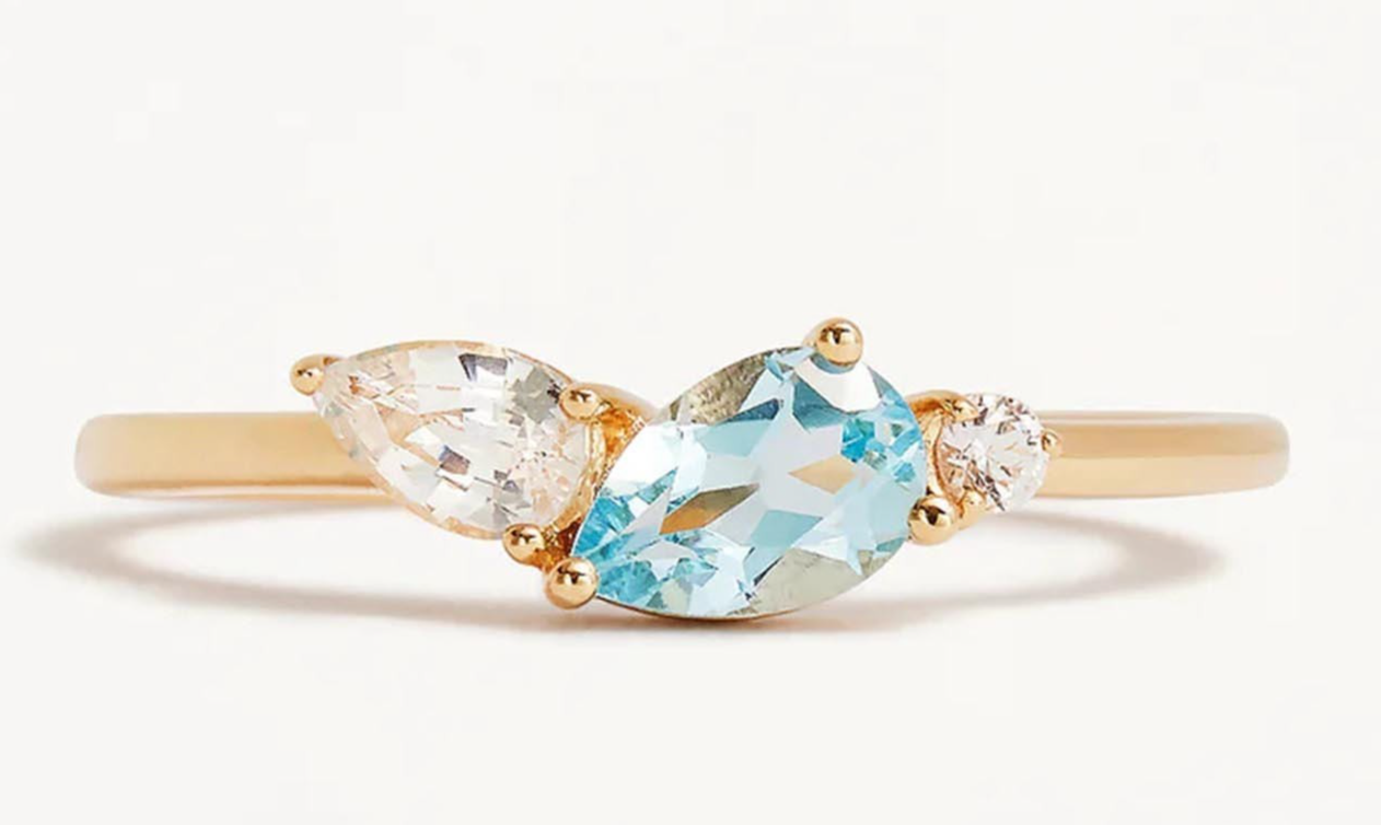 IGI Certified 0.78TCW Blue & White Lab-Grown Diamond Ring In 10K Yellow Gold