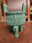 Dynasty Bronze Ware Fengshui Dragon Beast inscription 3 Leg Ding Incense Burner — photo 1