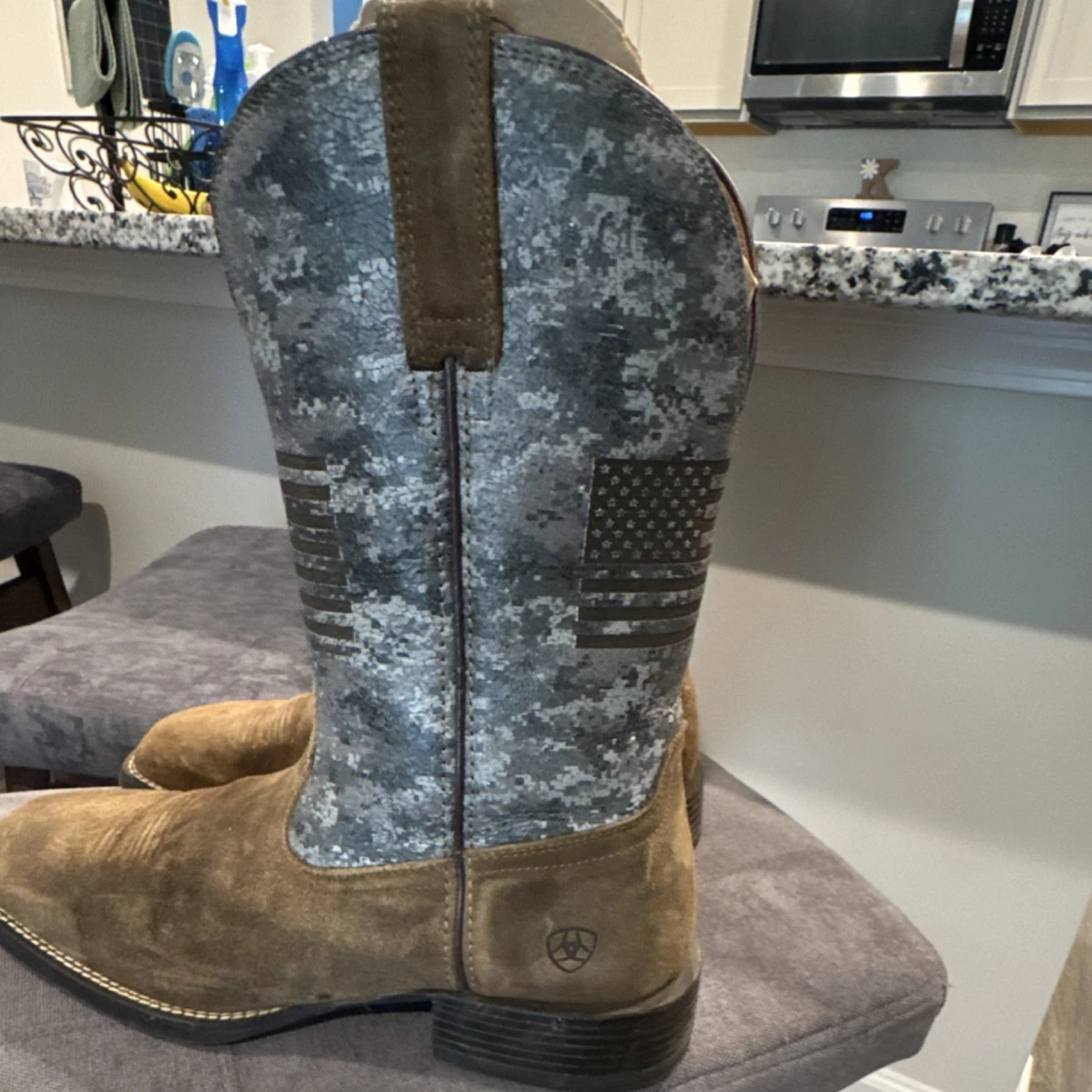 Ariat Brown Suede & Gray Camo Men’s Western Boots Ariat Camouflage Western Boots for Men for Sale - Shop New  main image 4