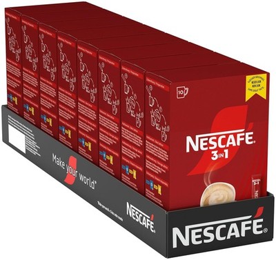 Nescafé 3in1 8x10 Sticks Instant Kaffee mit Zucker & Creamer löslicher Kaffee