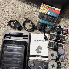 Hyperkin Black Retron 5 Game System Console for GBA Super NES NES Genesis + Read