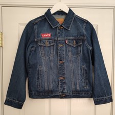Levi's Little Boys' Denim Embroidered Logo Trucker Jean Jacket Size M 10-12yrs