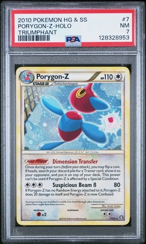 2010 POKEMON HEARTGOLD & SOULSILVER TRIUMPHANT #7 PORYGON-Z-HOLO PSA 7