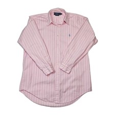 Ralph Lauren Mens Shirt 15.5 32/33 Classic Fit Pink Striped Long Sleeve M READ
