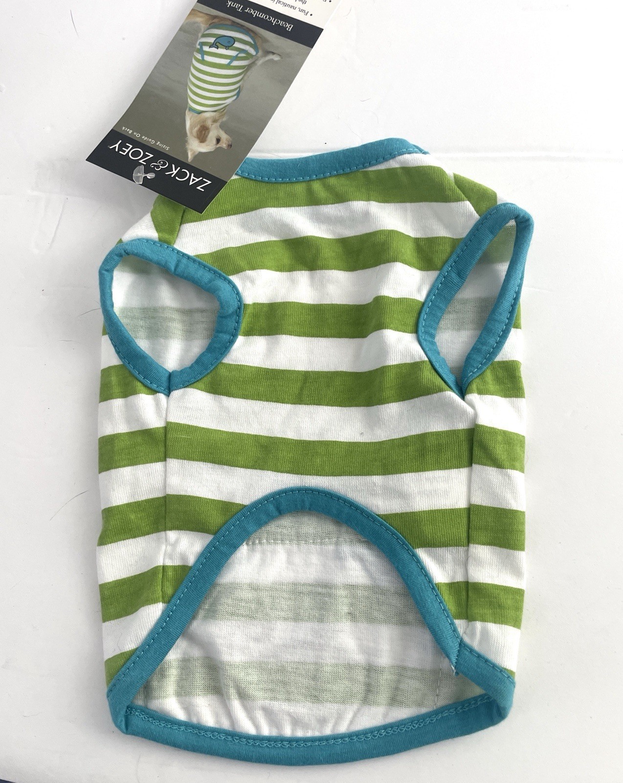 New Zack & Zoey Dog Shirt Tank Summer Beachcomber Blue Whale Pouch Stripes XXS - Thumbnail 4