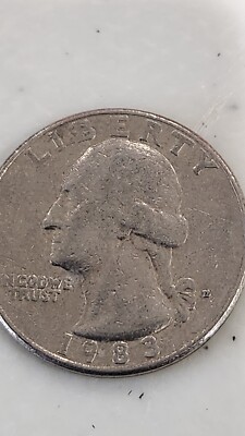 1983-D Washington Quarter ERROR DDR DOUBLING United States America AR On Dollar 