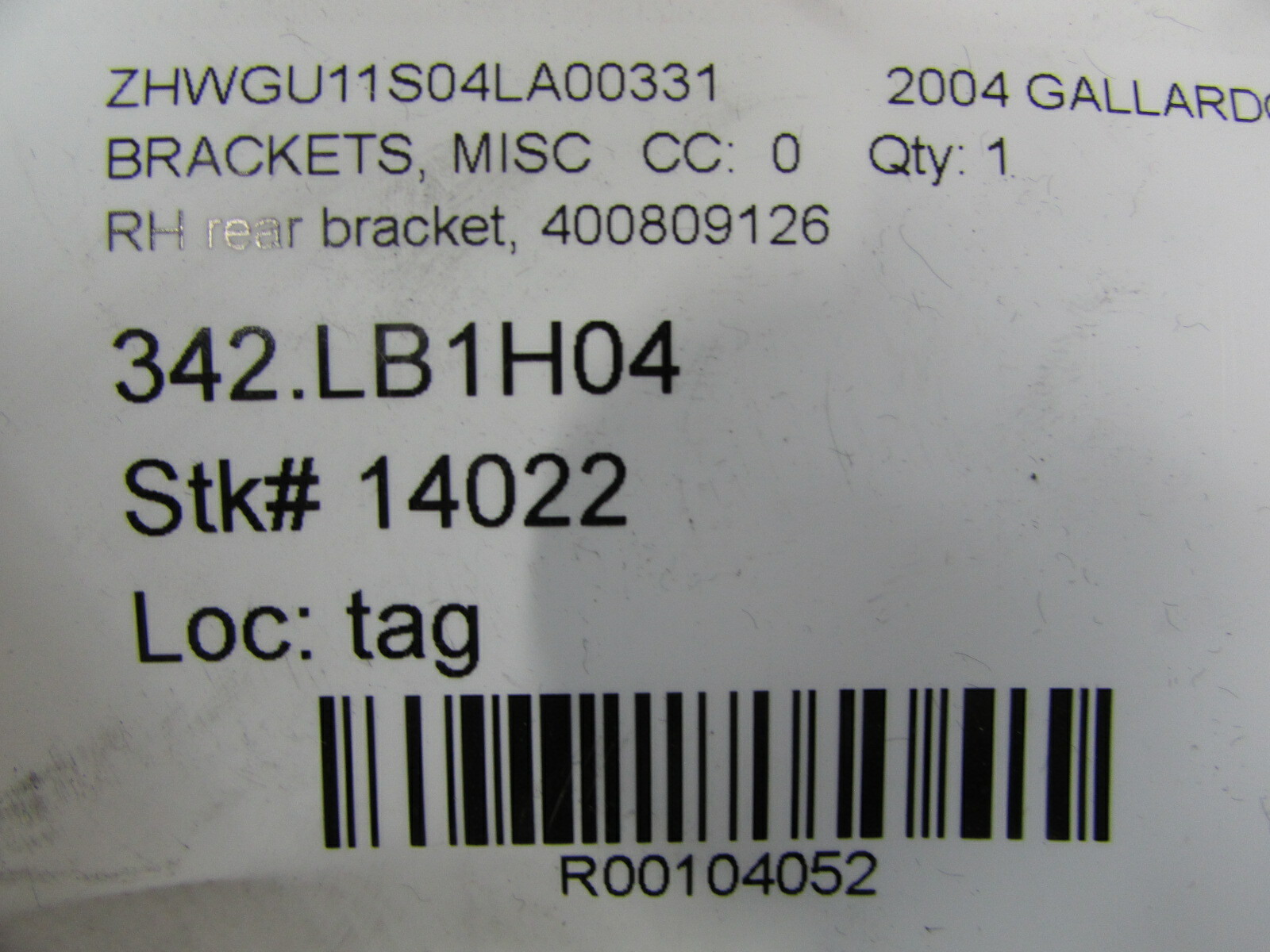 Lamborghini Gallardo, LP560, RH, Right Hinge Bracket, Used, P/N 400809126