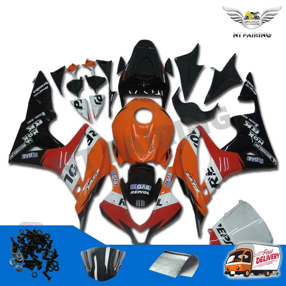 Fit for Honda 2007 2008 CBR600RR Orange Repsol Plastic Injection