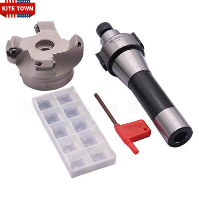 R8 FMB22 Arbor KM12 63-22-4T Face End Mill Shell Cutter +10pcs SEKT1204 Inserts