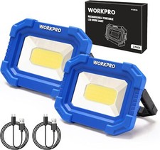 WORKPRO 2Pack Rechargeable 2000LM LED Work Light Magnetic Super Bright Worklight