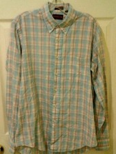 VTG Chaps Ralph Lauren Dress Shirt Light Blue Pink Plaid 16 34/35 Free Shipping!