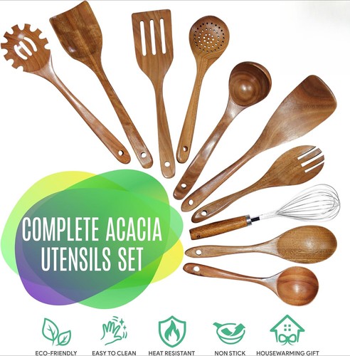 New-Kitchen Utensils Set - 25 pcs Wooden Utensils Set - Nonstick Wooden Spoons f - Picture 2 of 5