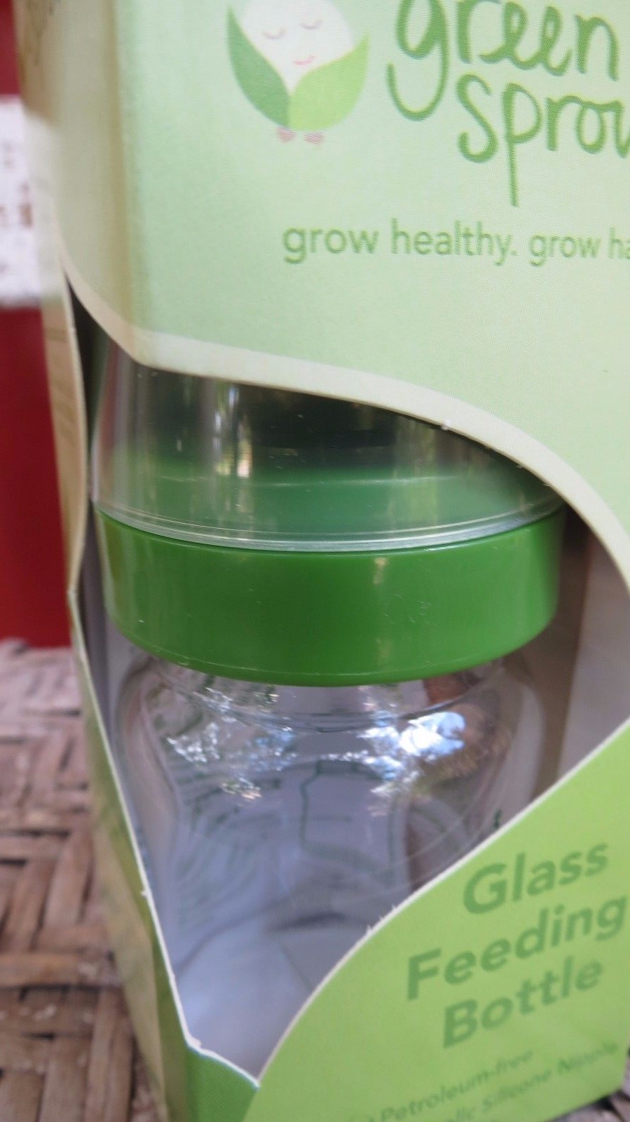 NEW ~ GREEN SPROUTS ~ GLASS BABY FEEDING BOTTLE ~ 2 oz ~ Just Born ~ 1+ SHIP