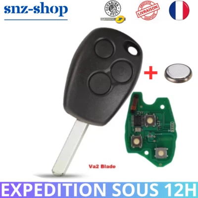 Clé Vierge VA2 avec électronique PCF7947 compatible Renault Clio 3 Twingo Kangoo