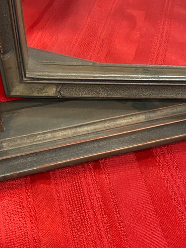 RARE 2 Shaving Mirrors Double Wood Frame Painted Standing 11"x9" each Antique - Picture 14 of 24