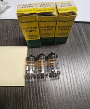 LOT of 3 - NOS - Amperex ECC88 6DJ8 tubes AMPLITREX TESTED 100%+