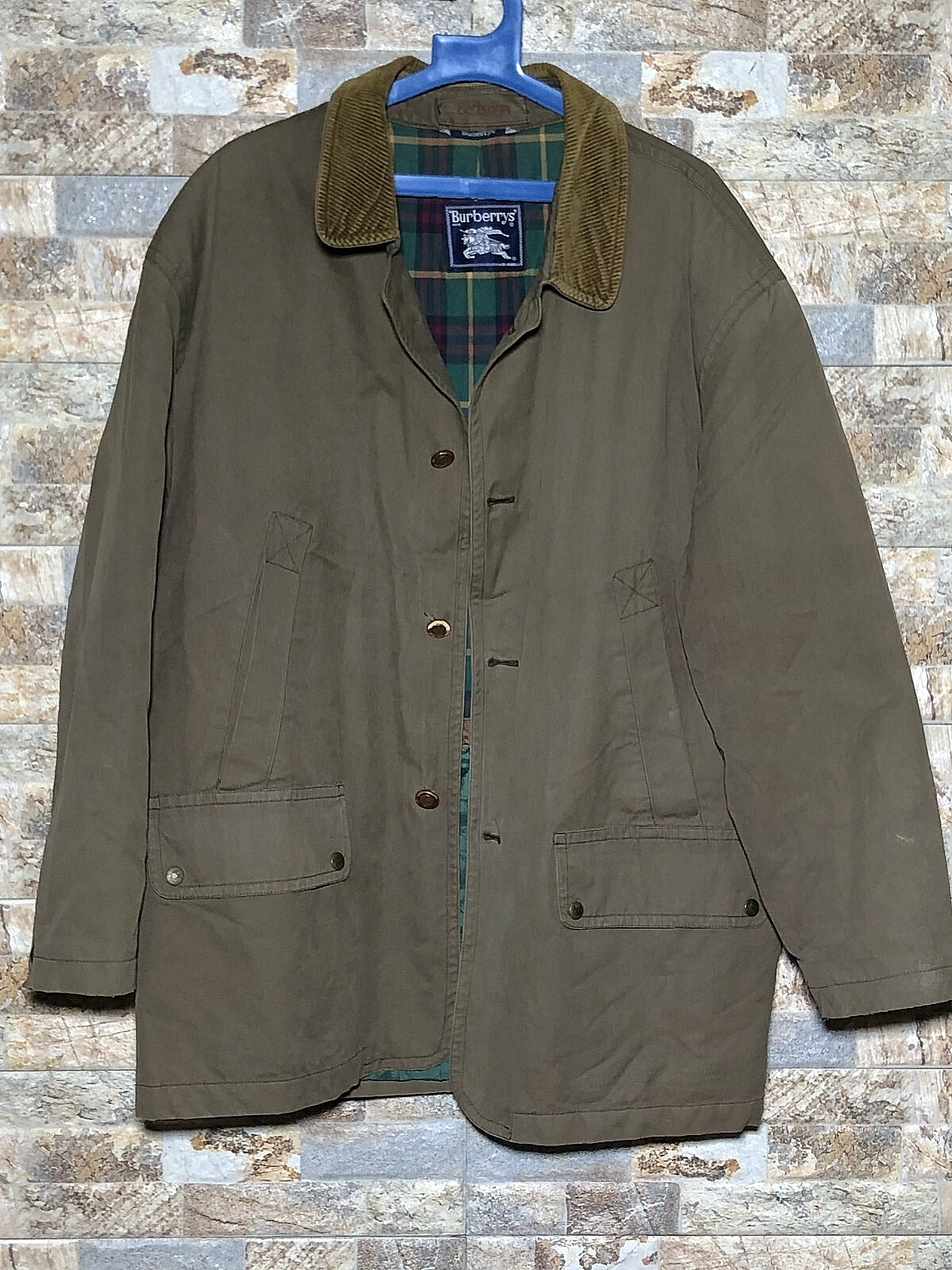 Trench coat vintage Burberrys verde oliva XL classico anni 80 90 spedizione veloce