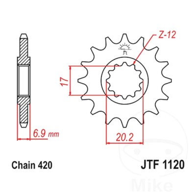 Kettenrad vorne 12 T 420 P JTF1120.12 für Malaguti Drakon 50 NKD 07-08