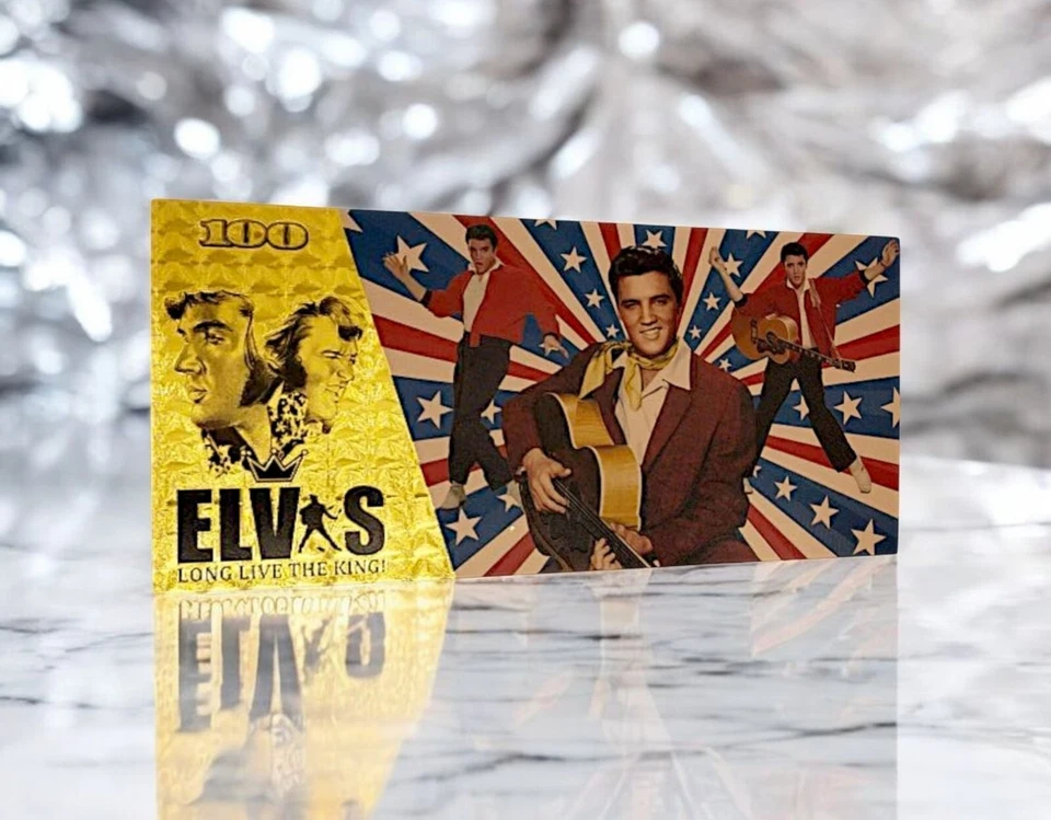 ELVIS PRESLEY 100 Rock Dollars PVC Gold Banknote – Legendary King of Rock - Image 3 of 4
