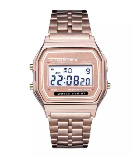 KLASSISCHE HERREN DAMENUHR DIGITAL RETRO VINTAGE SPORT GOLD SILBER ROSE GESCHENK UK - Bild 8 von 11
