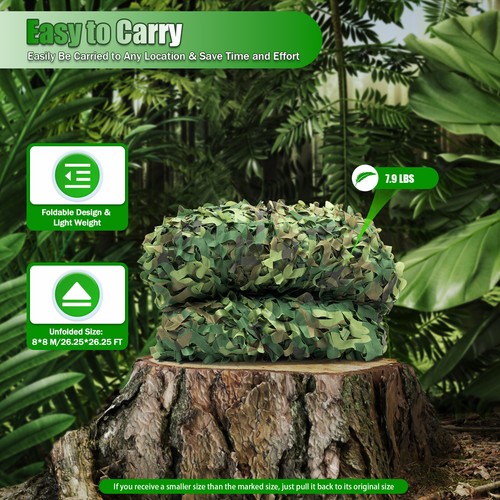 26 x 26 pieds filet de camouflage filet de chasse camping camouflage grand filet de couverture tactique NEUF - Photo 1/13