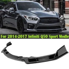 Front Bumper Lip Spoiler Splitter For 2014-2017 Infiniti Q50 Sport Glossy Black