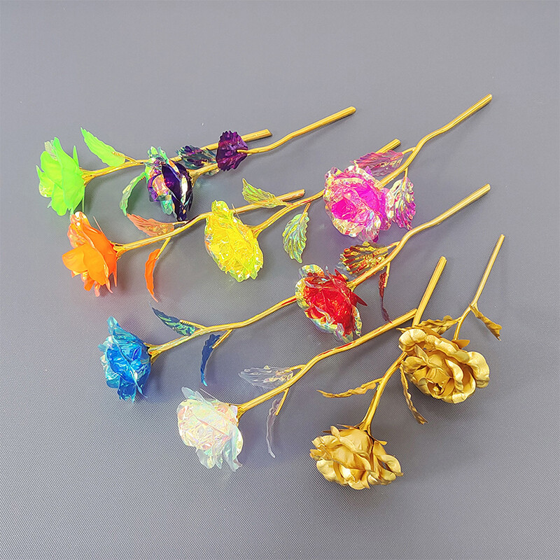 Artificial Flower Rose Valentine's Day Gift 24K Gold Plated Golden Rose