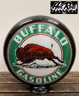 #ad BUFFALO GASOLINE Reproduction 13.5quot; Gas Pump Globe Black Body $175.00