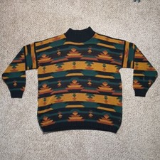 VTG Clifton Place Knits 80s Southwest Aztec Heavyweight Sweater XL Made in USA