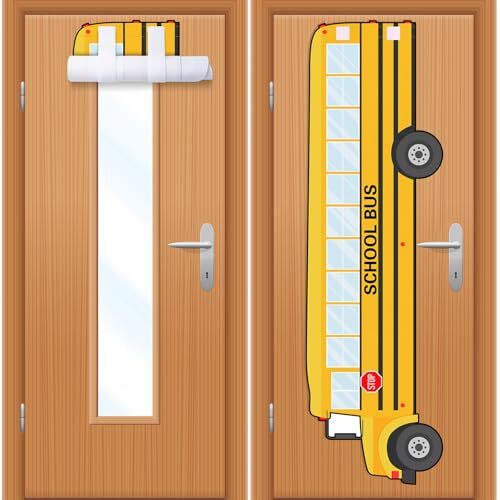 2 Pcs School Bus Classroom Door Window Cover School Bus Shaped Curtains ...