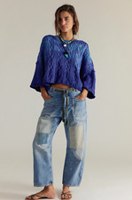 Free People We The Free Moxie Pull-On Barrel Jeans Truest Blue
