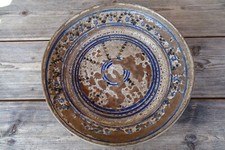 c.1850 HAFNERKERAMIK 40cm SCHÜSSEL bäuerlic...