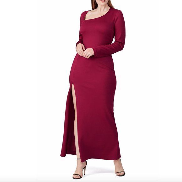 NWT Black Halo Women's Eve Akasha Gown Dress Long Sleeve High Slit Red Size 10