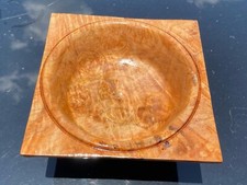 Curly Maple Burl Wood Squared Bowl 6.5x3.5 Handcrafted One Of A Kind