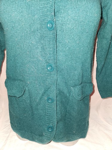 Sutton Studio Womens Button Front Lambs Wool Sweater Green Size 1X - Picture 3 of 13