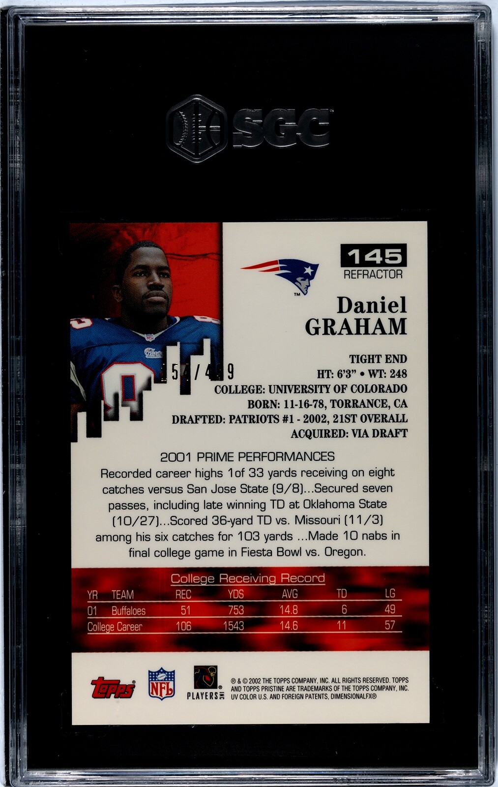 2002 Topps Pristine - Daniel Graham #145 Refractor /499 (RC) for sale ...