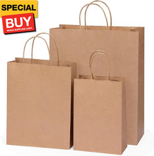 100pc Brown Paper Bags with Handles Bulk Brown Gift Bags - Assorted Sizes for Pa