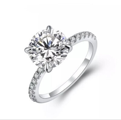 3 kt Ring Weißgold Diamant Testpass Verlobung Laborgefertigt VS1/D/Top 4,5