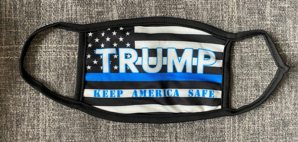Trump Police Blue Line Flag Face Covering Mask Keep America Safe NEW Washable - Image 2 of 3