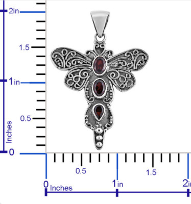 Libelle Mosambik Granat Anhänger 2,28 TCW 6,46 gr 925 Sterling Silber Geschenk