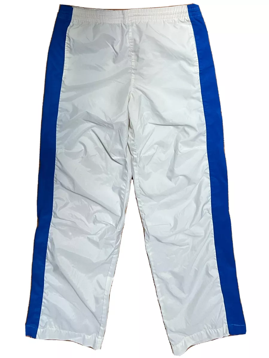 Vintage Nike Size Large Sweatpants Off White Blue Stripes Pants RARE