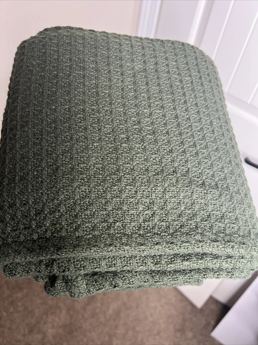 Arhaus Green Waffle Knit Blanket 50 Bedding