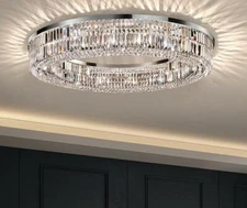 Modern light luxury LED crystal square ceiling lamp living room bedroom lights X