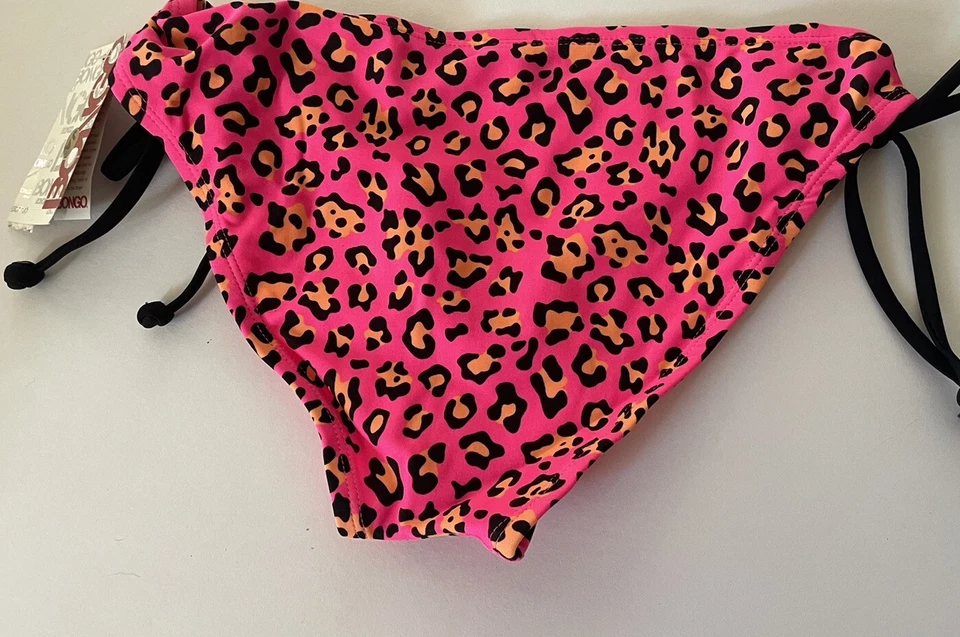JOE BOXER JR  WOMENS BIKINI SWIM WEAR BOTTOM Sm NWT Pink Leopard Spots blk Lace - Image 3 of 4