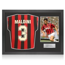 Paolo Maldini Signed AC Milan 1988 Home Football Shirt. Icon Frame