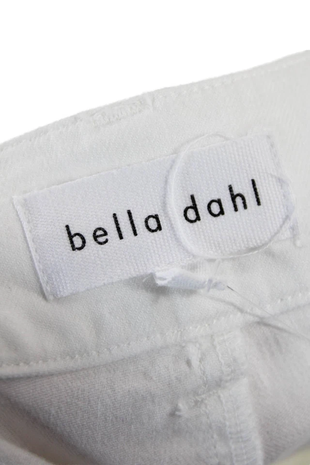 Pantalones de mujer Bella Dahl con cremallera tiro alto sarga pierna recta blancos talla 26 Foto 4 de 4