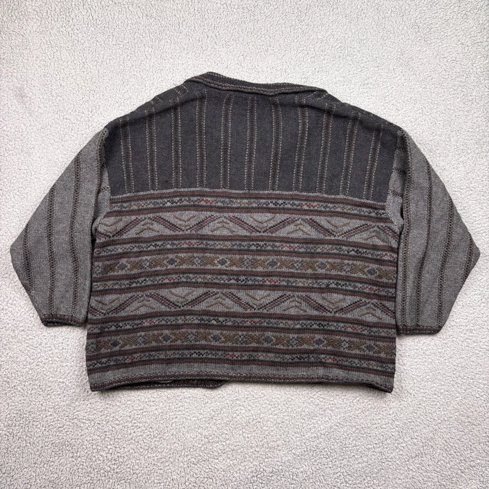 De Colección Nicole Farhi Suéter Mujer Pequeño Gris Lana Cárdigan Cuello Isla Justa Foto 3 de 4