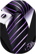 Mens Paisley Striped Tie and Handkerchief Cufflinks Tie Set for Men Wedding Busi