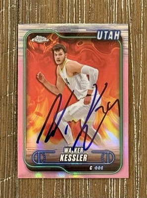 2024 Topps Chrome NBA Basketball Auto Walker Kessler Pink Refractor IP IPA Jazz
